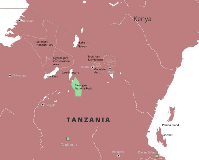 Tarangire national park map